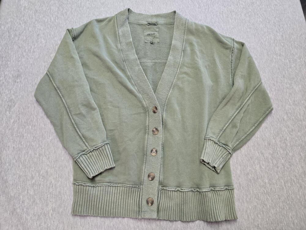 Aerie Sweater Womens Small Green Button Front Knit Cardigan Oversized Grandpa